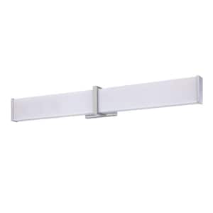 ANGLES 36 in. 1 Light Chrome, White LED Vanity Light Bar with White Acrylic Shade