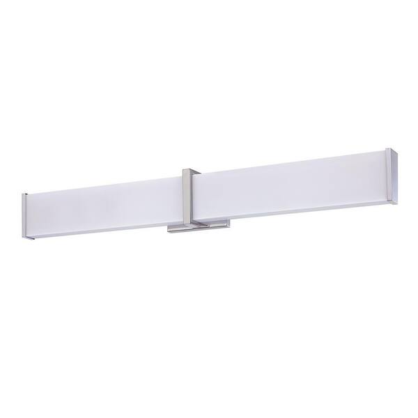 Kendal Lighting ANGLES 36 in. 1 Light Chrome, White LED Vanity Light Bar with White Acrylic Shade
