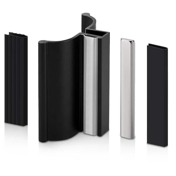 3 in. Bath Product Type in Black Finish for Frameless Shower Doors with Magnet, Metal Strike Plate (1-Pair)