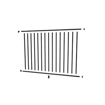 Aquatine 1/2 in. x 72 in. x 4 ft. Black Aluminum Pool Fence Rail and Picket Kit