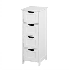 11.8 in. W x 11.8 in. D x 32.3 in. H White MDF Freestanding Bathroom Storage Linen Cabinet with 4 Drawers