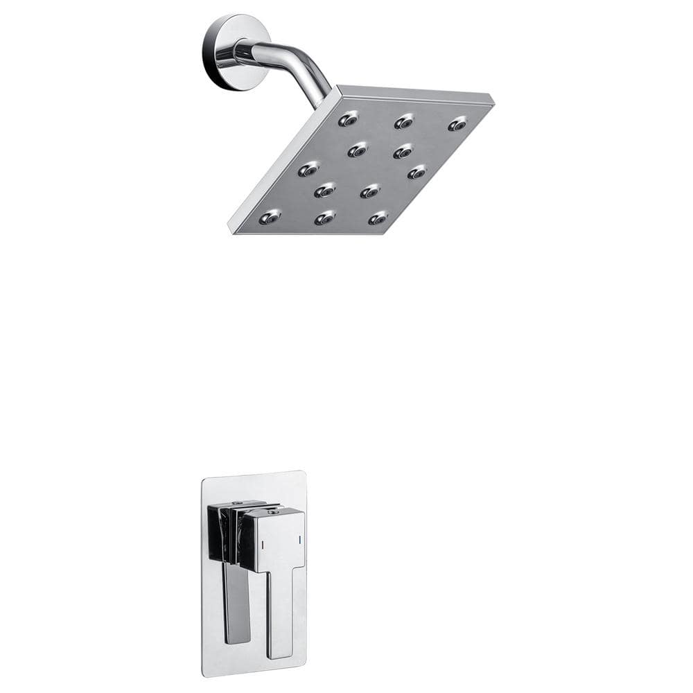 Single-Handle 1-Spray 6 in. Square Wall Mount Rain Fixed Shower Faucet in Chrome (Valve Included) price history on PriceWatchPro