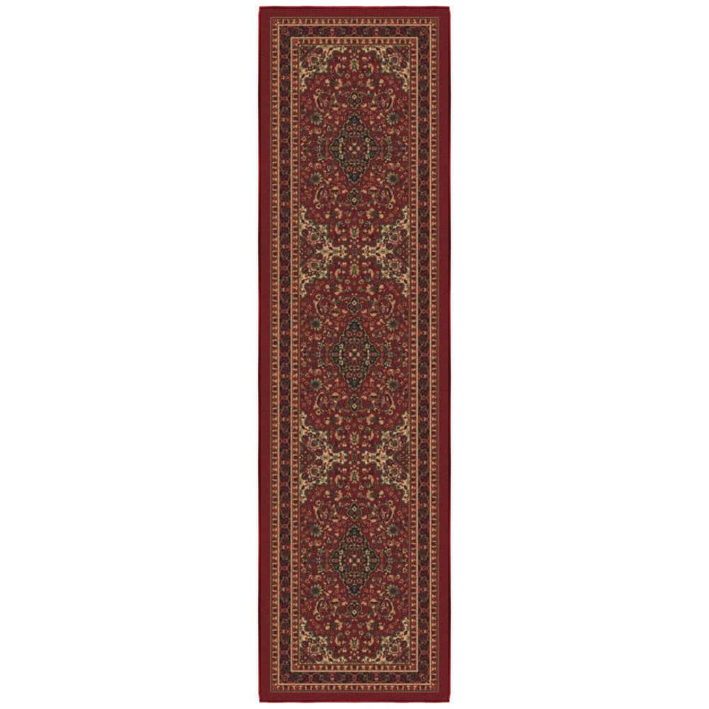 Red Oriental Design Washable Non-Slip Runner Rug