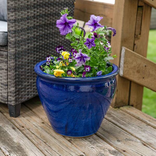 Sunnydaze Studio 18 in. Ceramic Imperial Blue Indoor/Outdoor