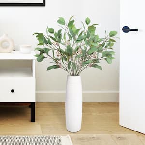 38 in. Frosted Green Artificial Ficus Leaf Stem Plant Greenery Foliage Spray Branch with Berries (Set of 4)