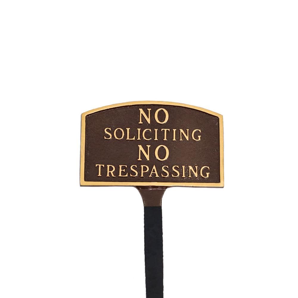 No Soliciting, No Trespassing Arch Small Statement Plaque with 23 in. Lawn Stake - Oil Rubbed/Gold price history on PriceWatchPro