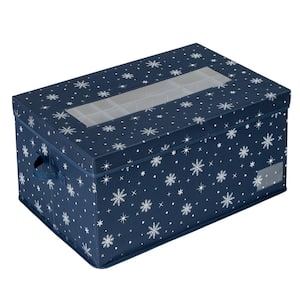 12 in. H Navy Blue Polyester Deluxe Ornament Storage Box (72 Ornaments)