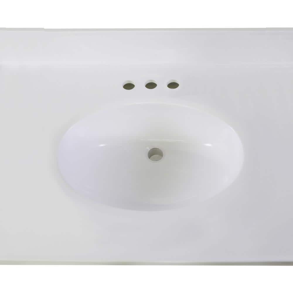 Wyndham White Cultured Marble Top Freestanding Bathroom Vanity