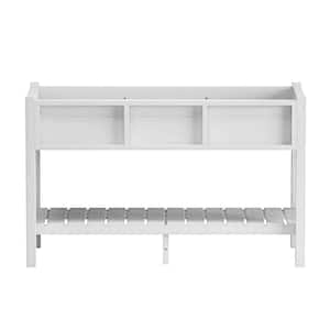 46 in. x 17 in. x 28 in. Outdoor White Plastic Wood Raised Garden Bed Planter Box with Shelf
