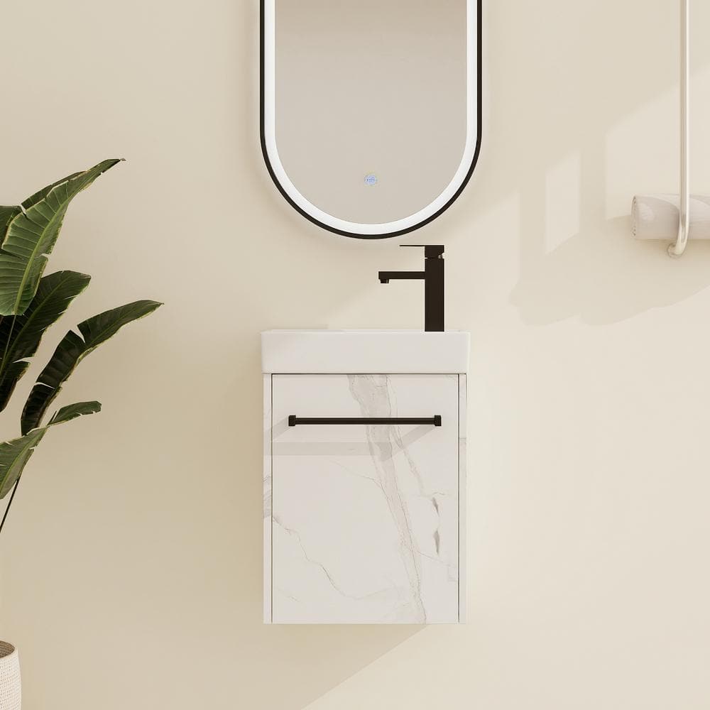 15.9 in. W x 8.8 in. D x 22.1 in. H Single Wall-Mounted White Bath Vanity w