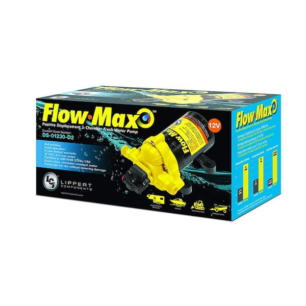 Lippert Flow-Max 3.3 GPM 12-Volt 45 PSI 8 Amp Max RV Fresh Water Pump  689052 - The Home Depot