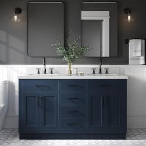 bathroom vanities > Vanities > 61 in. Double Sink  Vanity in Blue Finish and White Quartz and Oval Sink