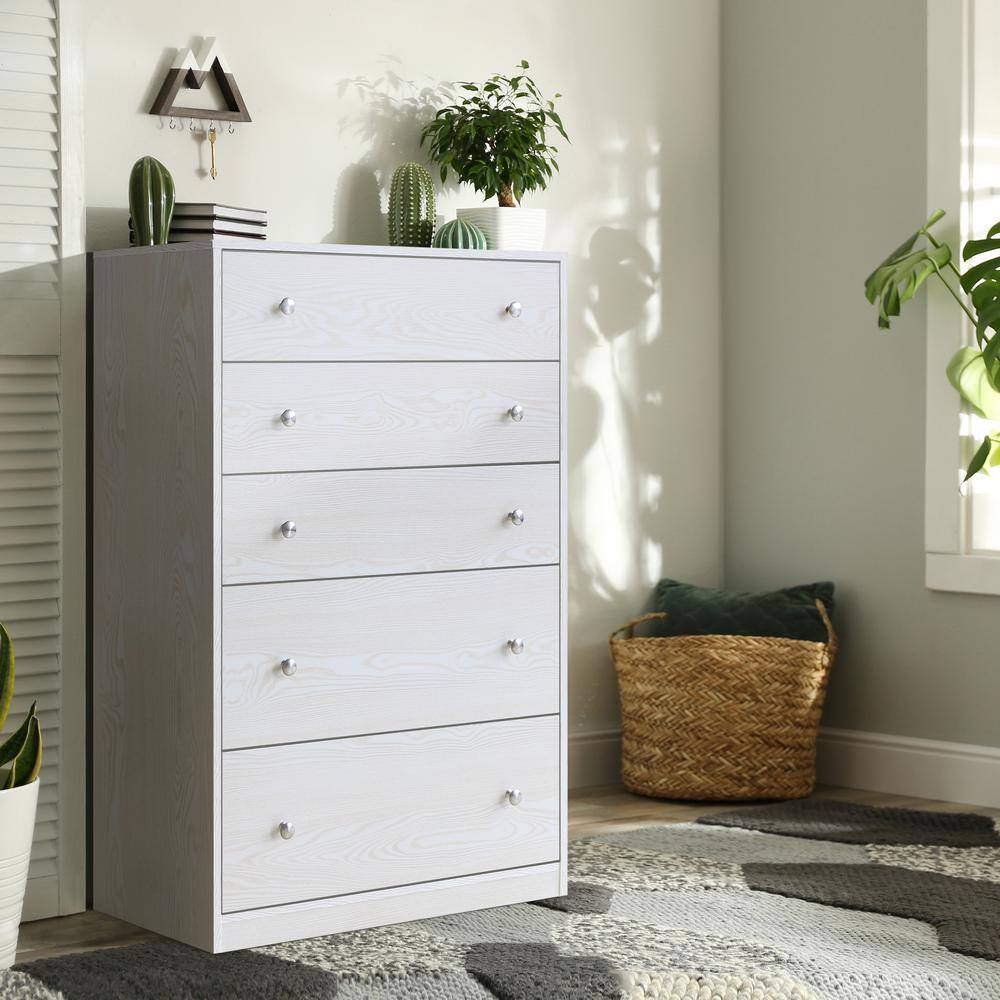 VEIKOUS White 4-Drawer Chest of Drawers Dresser with Oversized Drawer ...