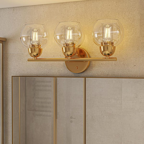 18.32 in. 3-Light Gold Vanity Lights Bathroom Fixture