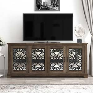 Calidia 68.2 in. Knotty Oak with Gray Stone 4 Door Wide TV Stand Fits TV's up to 75 in.
