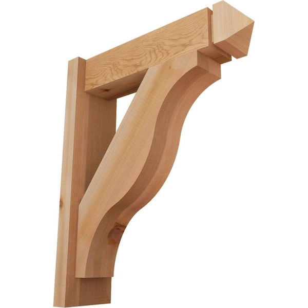 Ekena Millwork 6 in. x 24 in. x 20 in. Western Red Cedar Fuston Arts and Crafts Smooth Outlooker