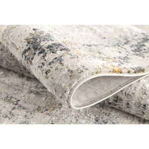 Mirage Cream Grey 2 ft. x 10 ft. Modern Abstract Polyester Runner Area Rug