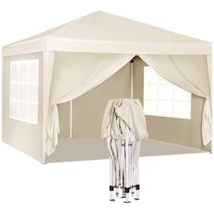 10 ft. x 10 ft. Pop Up Canopy Outdoor Portable Party Folding Tent w/Removable Sidewalls, Carry Bag & 4-Pieces Weight Bag