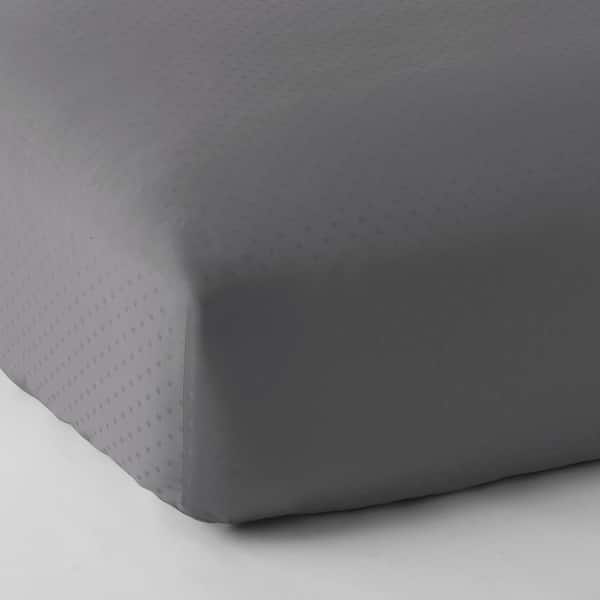 The Company Store Legends Luxury Dot Gray Smoke 500-Thread Count Cotton Sateen California King Fitted Sheet
