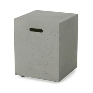 Light Gray MGO Concrete Outdoor Patio Tank Holder Side Table Fire Pit Cover