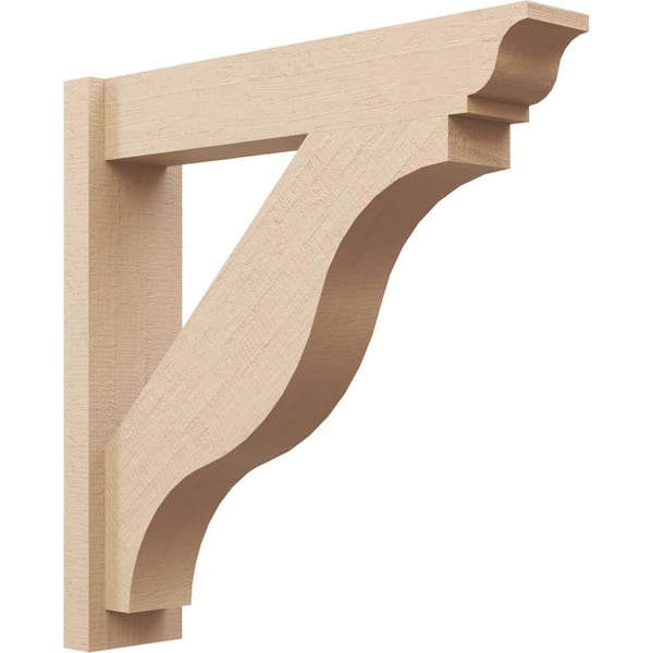 Ekena Millwork 6 in. x 28 in. x 28 in. Funston Traditional Rough Cedar Woodgrain Timberthane Polyurethane Outlooker, Primed Tan