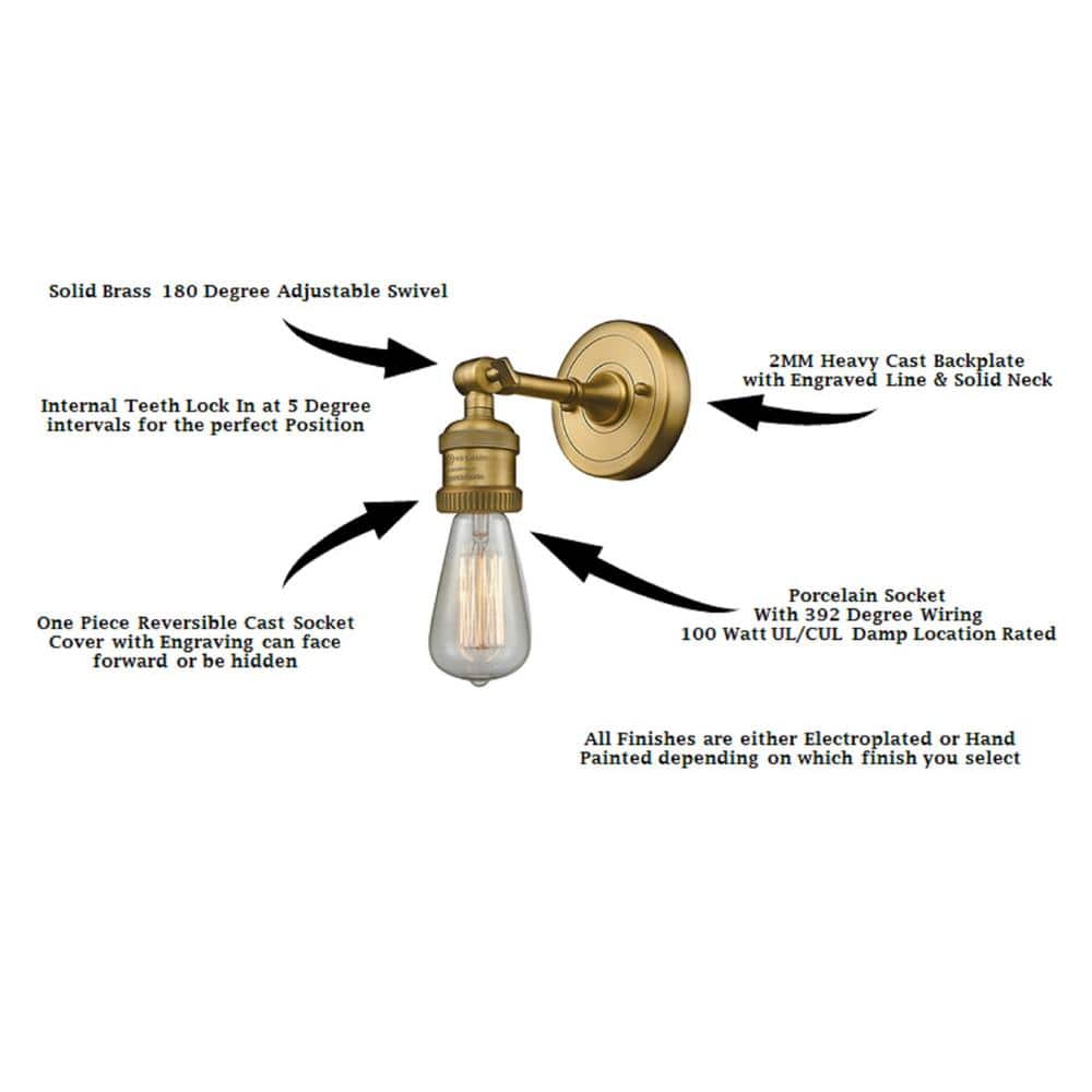 Brushed Brass Adjustable Cone Glass Shade Wall Sconce