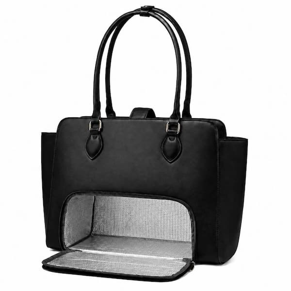 Black Nautical 2 in 1 Lunch Bag for Women with Insulated Compartment and 15.6 in. Laptop Sleeve