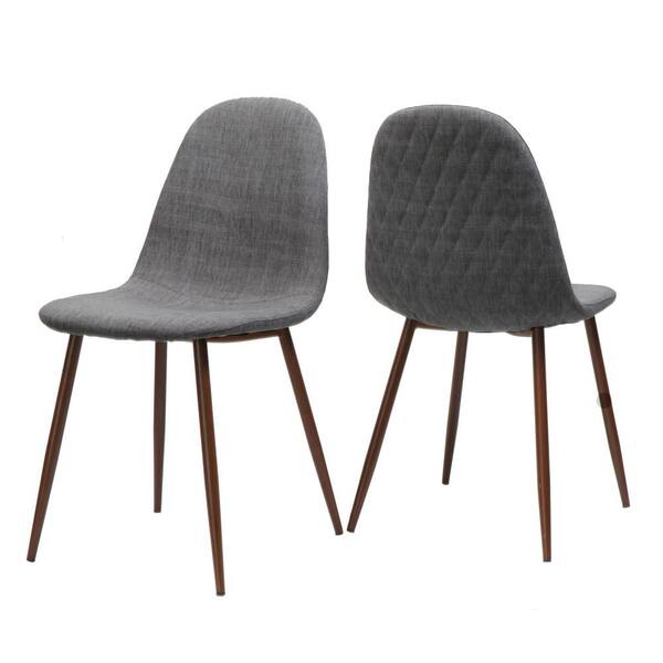 LUCKY ONE Gray Fabric Parsons Chair Set of 2