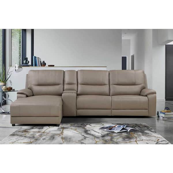 EVERGLADE HOME Boise 121 in. W Flared Arm Microfiber L-Shaped 4-Piece Power  Reclining Sectional with Headrest and Chaise in Taupe Gray LX-9429TP-4LCRR  - The Home Depot