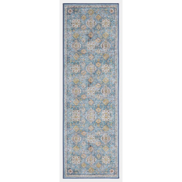 Concord Global Trading Eden Collection Regal Blue 2 ft. x 7 ft. Machine Washable Traditional Indoor Area Rug