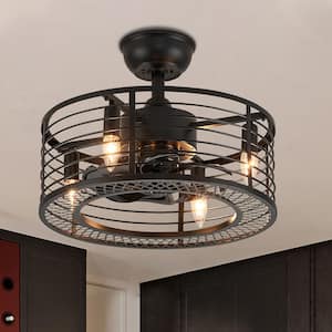 17.7 in. 4-Lights Indoor Black Caged Ceiling Fan with Lights with Remote Included for Bedroom Dining Room