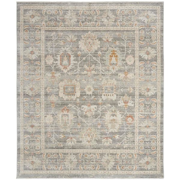 Nourison Oases Grey 9 ft. x 11 ft. Distressed Traditional Area Rug