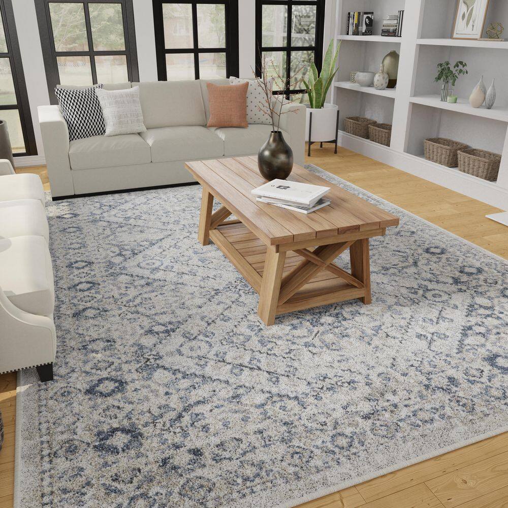 Kehleigh 9' x 12' Blue Synthetic Oriental Area Rug