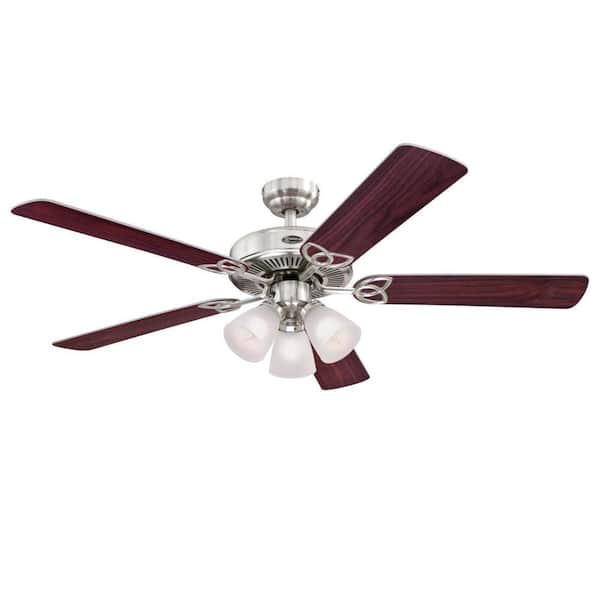 Led Brushed Nickel Ceiling Fan, Shabby Chic Ceiling Fan With Light