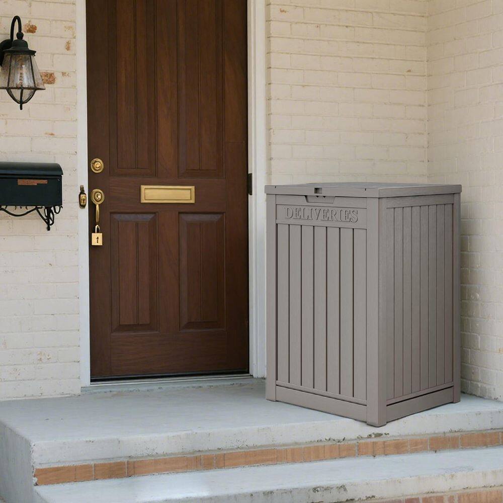 48 Gal. Grey Resin Deck Box Package Delivery Box with Sign and Lockable Secure price history on PriceWatchPro
