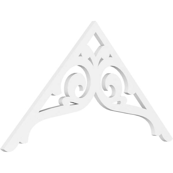 Ekena Millwork 1 in. x 48 in. x 24 in. (12/12) Pitch Bordeaux Gable Pediment Architectural Grade PVC Moulding