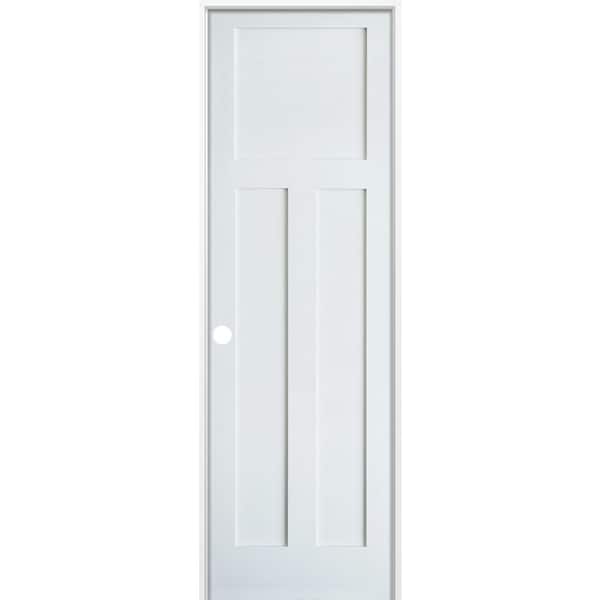 Krosswood Doors 36 in. x 96 in. Right-Hand 3-Panel Craftsman Shaker Solid Hybrid Core MDF Primed Single Prehung Interior Door