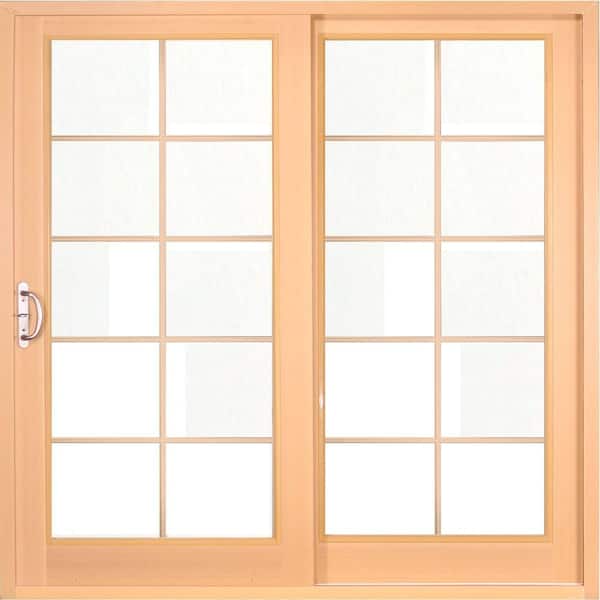 72 in. x 80 in. Woodgrain Interior, White Exterior Composite Prehung Right-Hand DP50 Sliding Patio Door with 10 Lite SDL