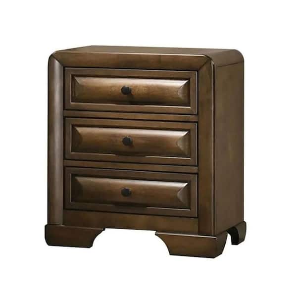 Cair Brown and Bronze 3 Drawer 21.9 in. W Nightstand