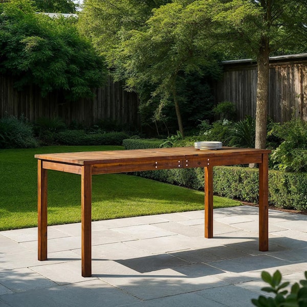 Walker Edison Furniture Company Dark Brown Rectangle Acacia Wood Outdoor Dining Table