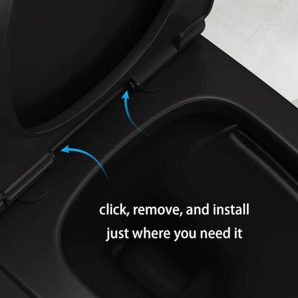 Powerful Quiet Dual Flush 12'' Rough-In Elongated Standard One Piece Toilet in Matte Black with Comfortable Seat Height