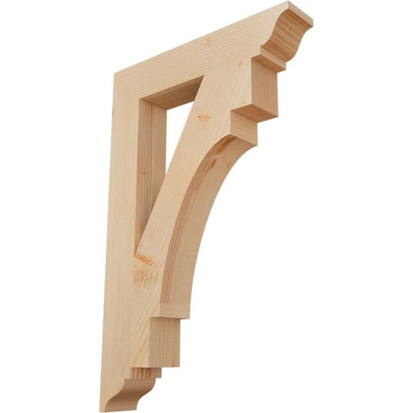 Ekena Millwork 3.5 in. x 34 in. x 22 in. Douglas Fir Merced Traditional Smooth Bracket