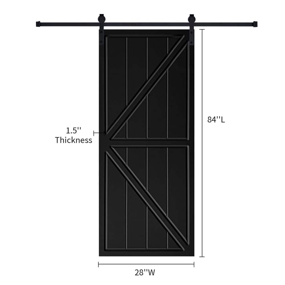 Modern K Frame 28 in. x 84 in. MDF Black Barn Sliding Door With Hardware kit price history on PriceWatchPro