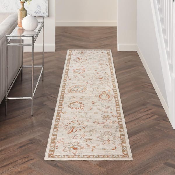 Asher Ivory 2 ft. x 10 ft. All-over design Traditional Runner Area Rug