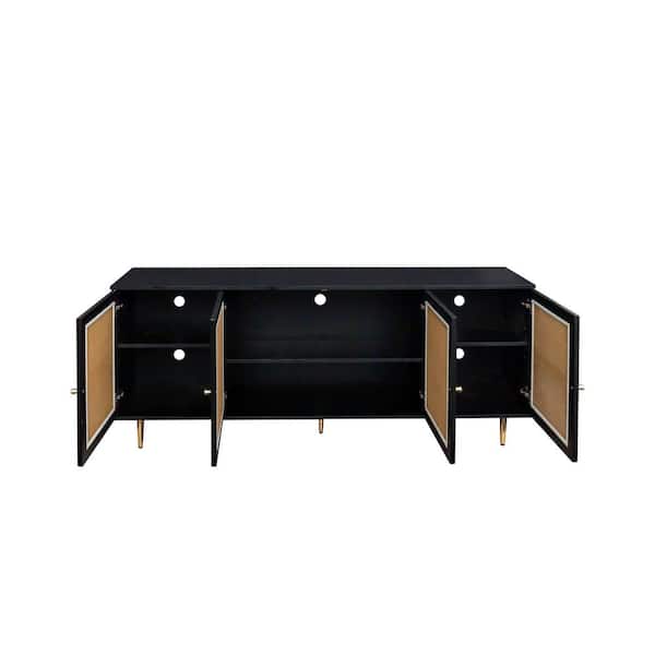 Modern TV Stand Fits TV's up to 80 in. with Adjustable Shelves for Living Room, Dining Room, Bedroom (Black)