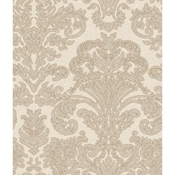 Brewster Zeno Ivory Damask White Paper Strippable Roll (Covers 56.4 sq. ft.)