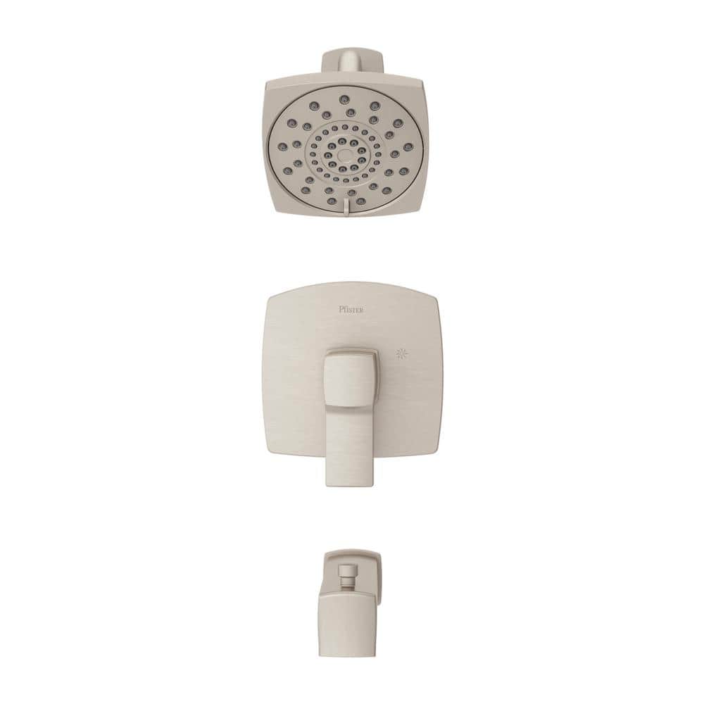 Deckard Brushed Nickel Square Wall Mounted Tub and Shower Faucet