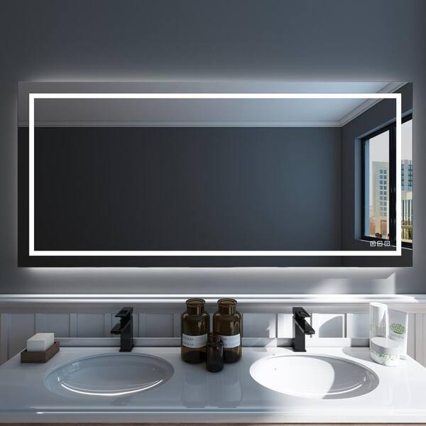 Waterpar 72 In W X 32 In H Rectangular Frameless Wall Bathroom Vanity Mirror With Backlit And