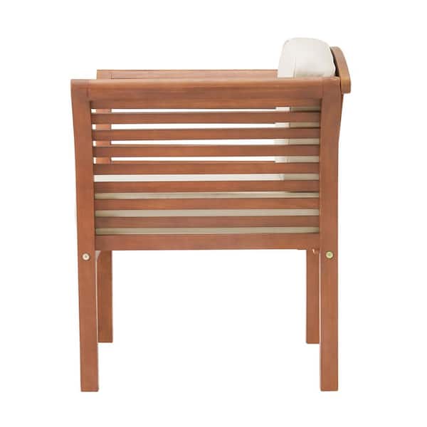 Alaterre Furniture Weston Eucalyptus Wood Outdoor Chair with Gray Cushions