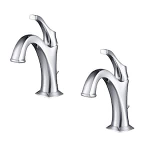 Arlo Chrome Single Handle Basin Bathroom Faucet with Lift Rod Drain and Deck Plate (2-Pack)